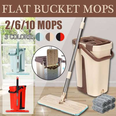 Wet & Dry Mop , Self Cleaning Flat Mop and Buckets Set , Mop and Bucket Easy