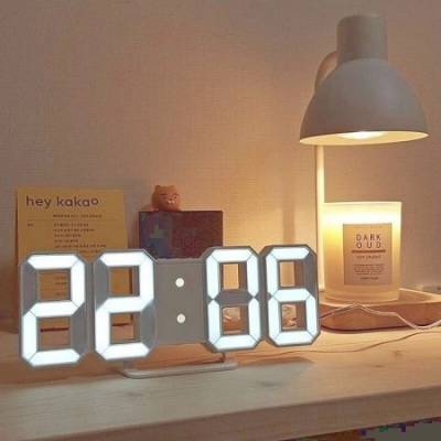 3D Digital Wall Clock LED Table Clock Time Alarm Temperature Date Display