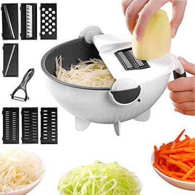 New 9in 1 Multifunction Magic Rotate Vegetable Cutter with Drain Basket